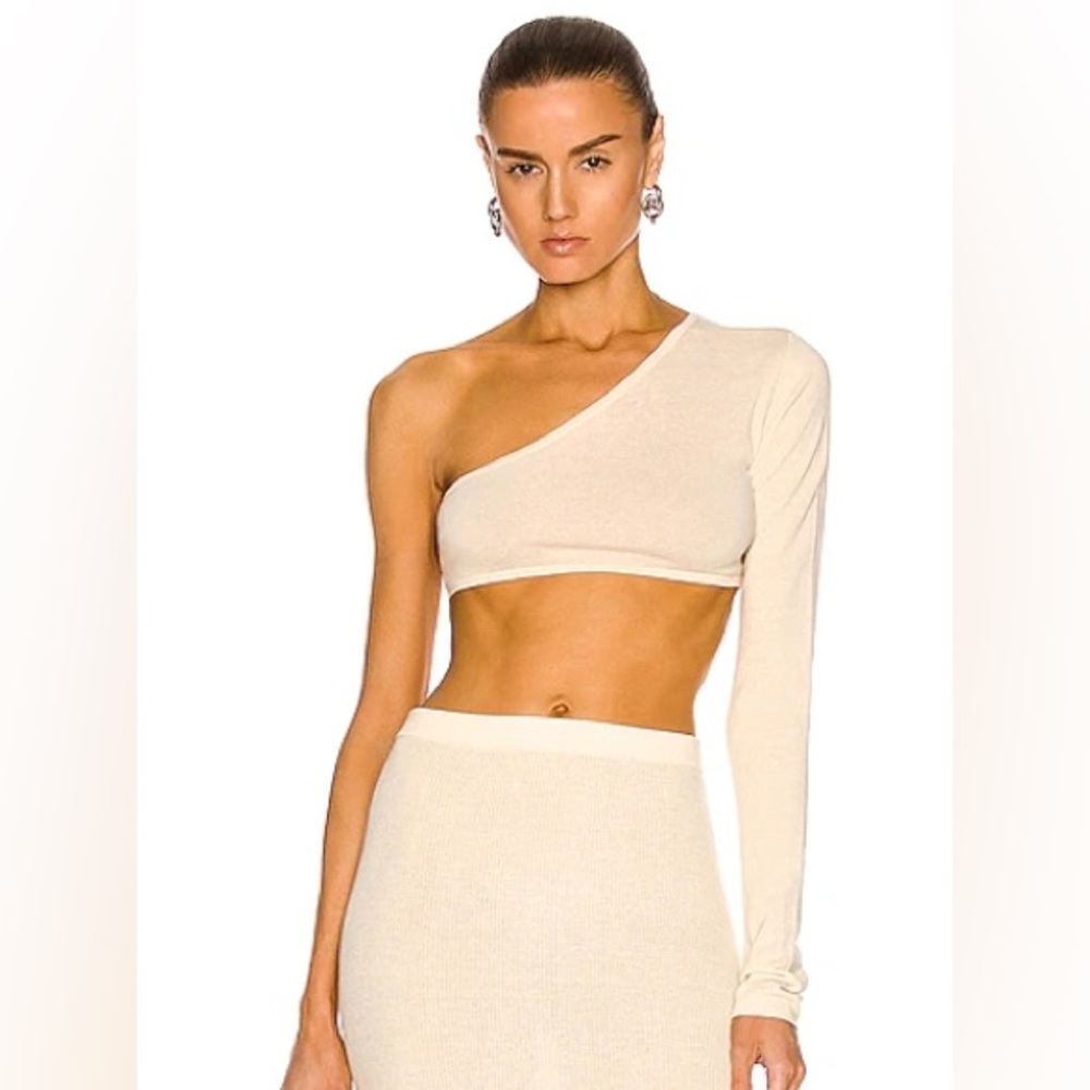 RICK OWENS Ziggy One-shoulder Cotton Crop Top In White,natural Small